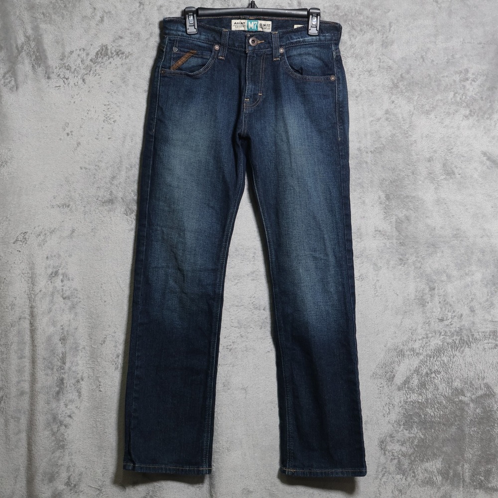 Ariat M7 Straight Leg Jeans Mens 29x32 Blue Slim Fit Fremont Stackable Western